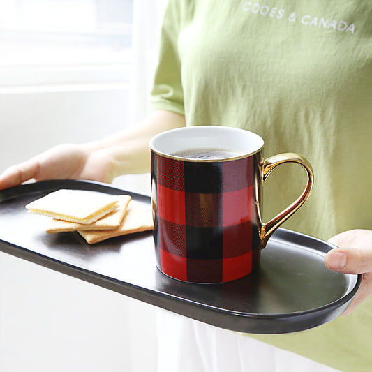 Plaid Ceramic Mug Coffee Cup