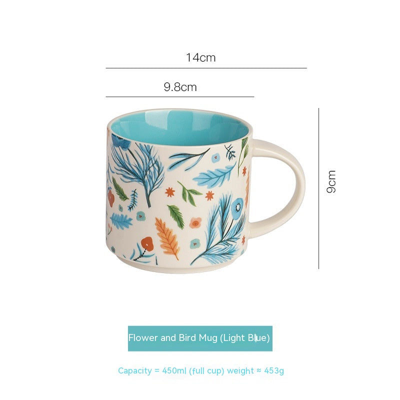 Glazed Ceramic Flower Coffee Mug