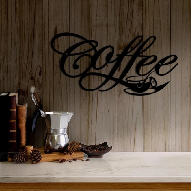 Metal: Coffee Cup Hanging Wall Decoration